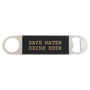 Black/Gold 1 1/2" x 7" Laserable Leatherette Bottle Opener