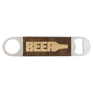 Rustic/Gold 1 1/2" x 7" Laserable Leatherette Bottle Opener