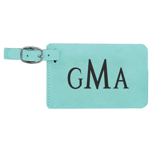 Teal 4 1/4" x 2 3/4" Laserable Leatherette Luggage Tag