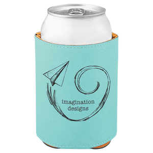 Teal 3 3/4" Laserable Leatherette Beverage Holder