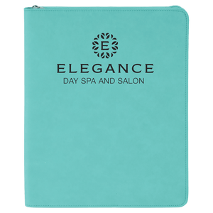 Teal 9 1/2" x 12" w/ Zipper Laserable Leatherette Portfolio with Notepad