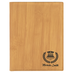 Bamboo 7" x 9" Laserable Leatherette Small Portfolio with Notepad