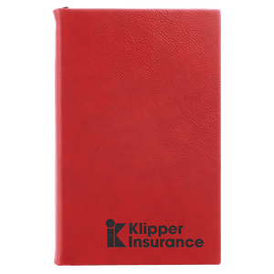 Red 5 1/4" x 8 1/4" Laserable Leatherette Journal with Lined Notepad