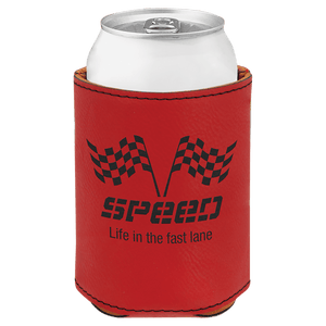 Red 3 3/4" Laserable Leatherette Beverage Holder