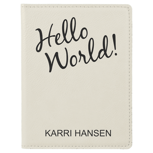 White 4 1/4" x 5 1/2" Laserable Leatherette Passport Holder