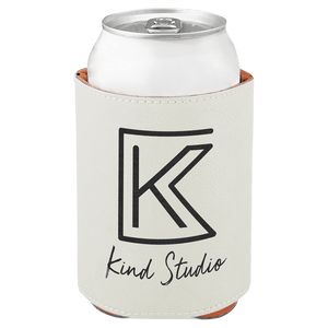 White 3 3/4" Laserable Leatherette Beverage Holder
