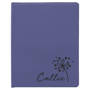 Purple 9 1/2" x 12" Laserable Leatherette Portfolio with Notepad