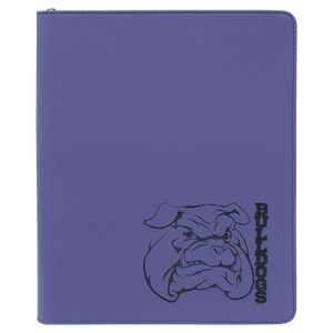Purple 9 1/2" x 12" with Zipper Laserable Leatherette Portfolio with Notepad