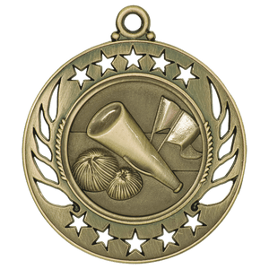 Antique Gold 2 1/4" Cheer Galaxy Medal