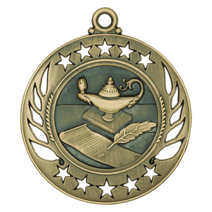 Antique Gold 2 1/4" Lamp of Knowledge Galaxy Medal