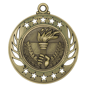 Antique Gold 2 1/4" Torch Galaxy Medal