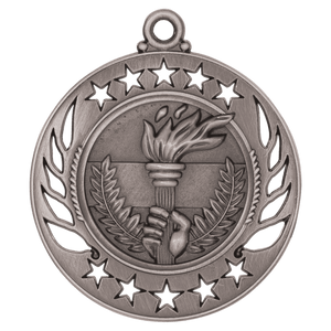 Antique Silver 2 1/4" Torch Galaxy Medal