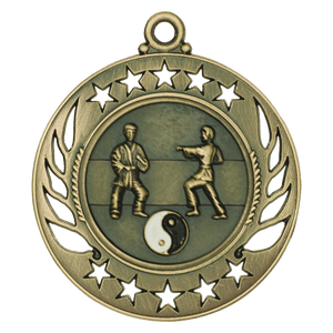 Antique Gold 2 1/4" Martial Arts Galaxy Medal