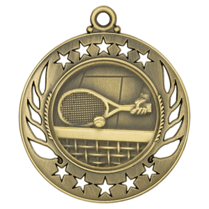 Antique Gold 2 1/4" Tennis Galaxy Medal