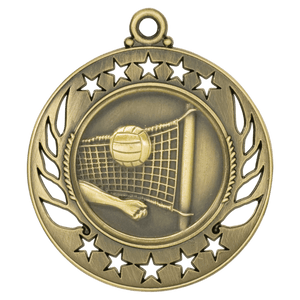 Antique Gold 2 1/4" Volleyball Galaxy Medal