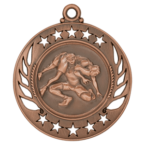 Antique Bronze 2 1/4" Wrestling Galaxy Medal