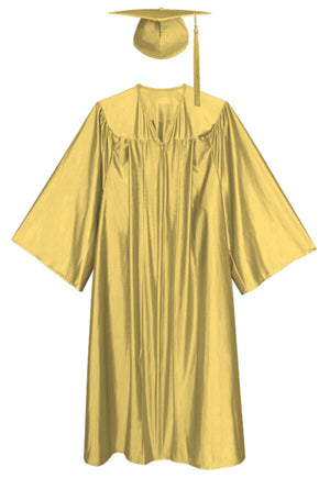 Gold Shiny Cap and Gown for Graduation Ceremony