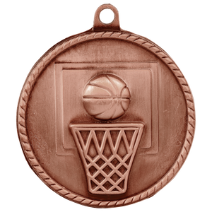 Antique Bronze 2" Basketball High Relief Medal