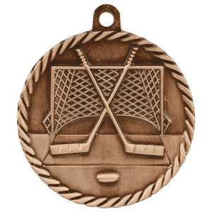 Antique Bronze 2" Hockey High Relief Medal