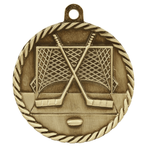 Antique Gold 2" Hockey High Relief Medal