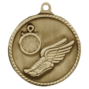 Antique Gold 2" Track High Relief Medal