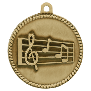 Antique Gold 2" Music High Relief Medal