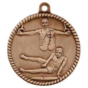 Antique Bronze 2" Male Gymnastics High Relief Medal