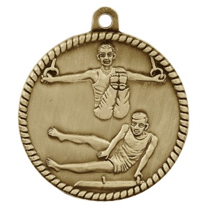 Antique Gold 2" Male Gymnastics High Relief Medal
