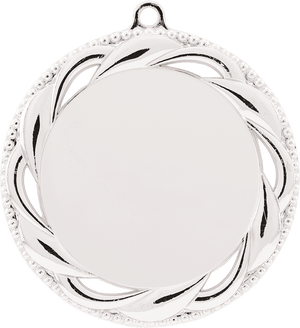 Bright Silver 2 3/4" Rosette 2" Insert Holder Medal