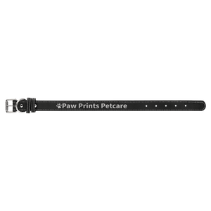 Black/Silver Medium 19" x 1" Laserable Leatherette Dog Collar