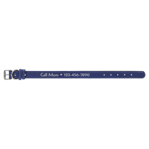 Blue/Silver Medium 19" x 1" Laserable Leatherette Dog Collar