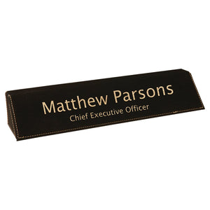 Black/Gold 10 1/2" Laserable Leatherette Desk Wedge