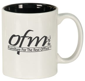 White/Black 11 oz. Ceramic Round LazerMug