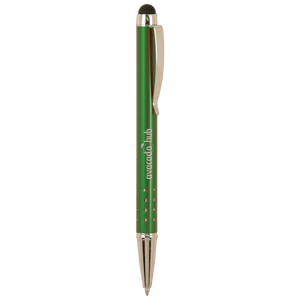 Green with Silver Trim Laserable Pen with Stylus