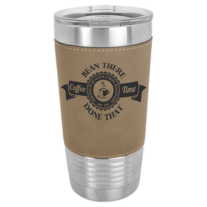 Light Brown Laserable Leatherette Tumbler with Clear Polar Camel 20 oz. Lid
