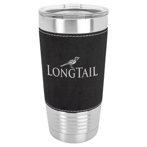 Black/Silver Laserable Leatherette Tumbler with Clear Polar Camel 20 oz. Lid