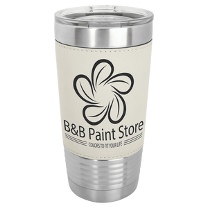 White/Black Laserable Leatherette Tumbler with Clear Polar Camel 20 oz. Lid
