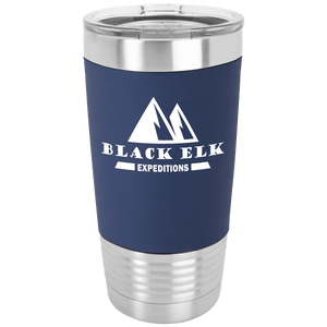 Navy Blue/White Tumbler with Silicone Grip and Clear Polar Camel 20 oz. Lid
