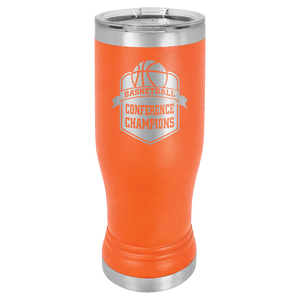 Orange 14 oz. Polar Camel Pilsner with Clear Lid