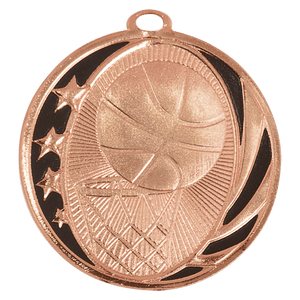 Bright Bronze 2" Basketball Laserable MidNite Star Medal