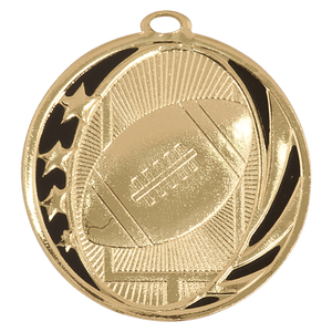 Bright Gold 2" Football Laserable MidNite Star Medal