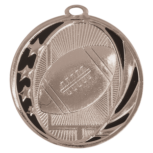 Bright Silver 2" Football Laserable MidNite Star Medal