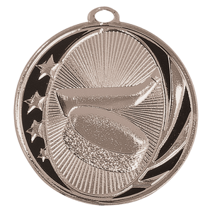 Bright Silver 2" Hockey Laserable MidNite Star Medal