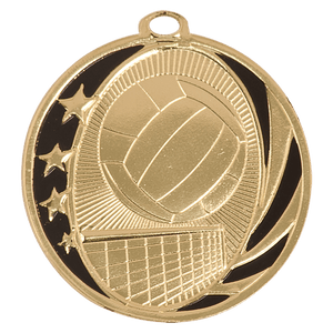 Bright Gold 2" Volleyball Laserable MidNite Star Medal