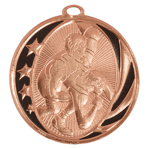 Bright Bronze 2" Wrestling Laserable MidNite Star Medal