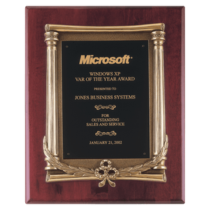 Rosewood Piano Finish Plaque, Antique Bronze Frame Casting, Black Brass 10 1/2" x 13" Plate
