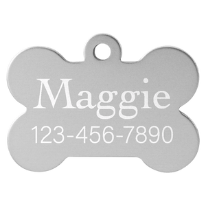 Silver 1 1/4" x 3/4" Laserable Anodized Aluminum Bone Pet Tag