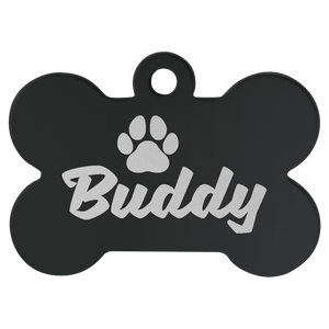 Black 1 1/2" x 1" Laserable Anodized Aluminum Bone Pet Tag
