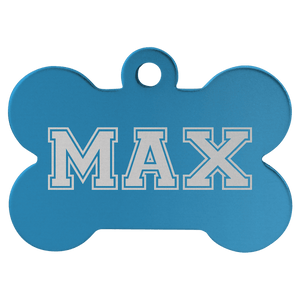 Blue 1 1/2" x 1" Laserable Anodized Aluminum Bone Pet Tag