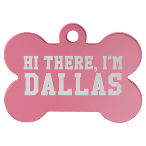 Pink 1 1/2" x 1" Laserable Anodized Aluminum Bone Pet Tag